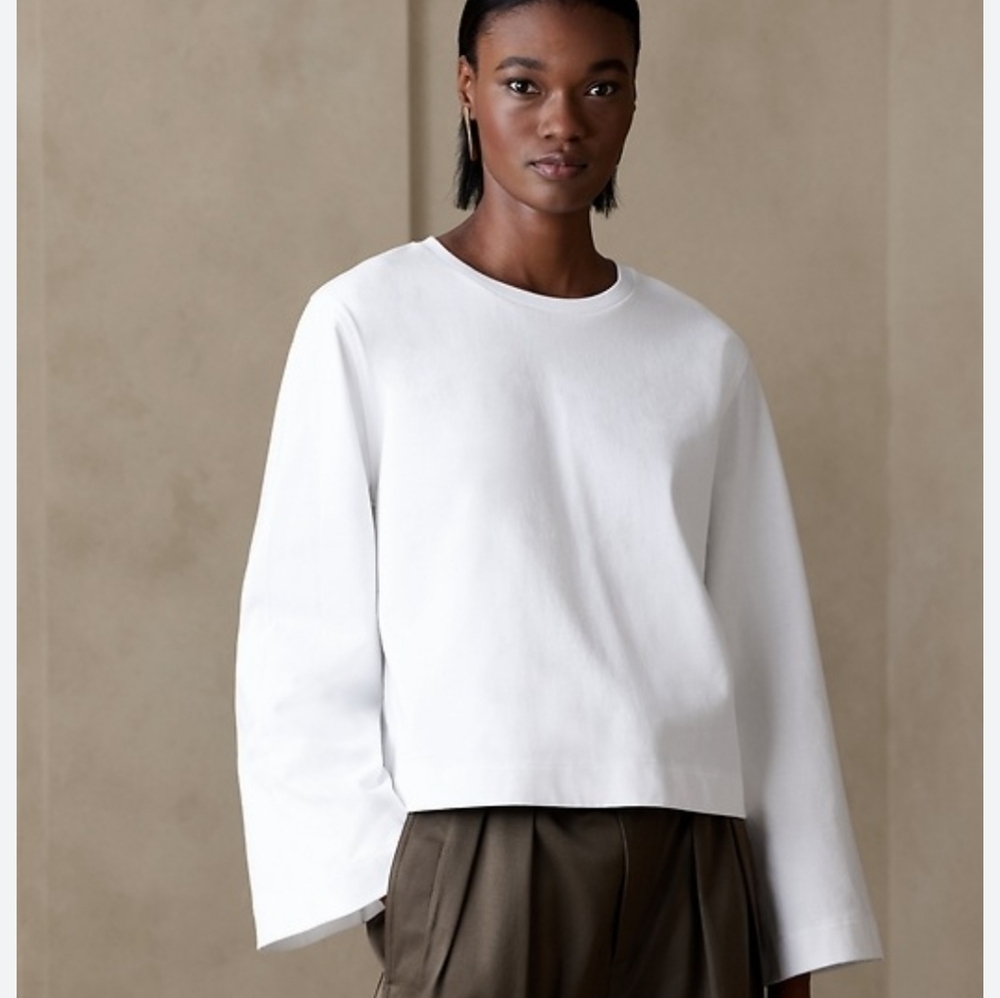 NWOT Banana Republic Boxy Crop Tee In White